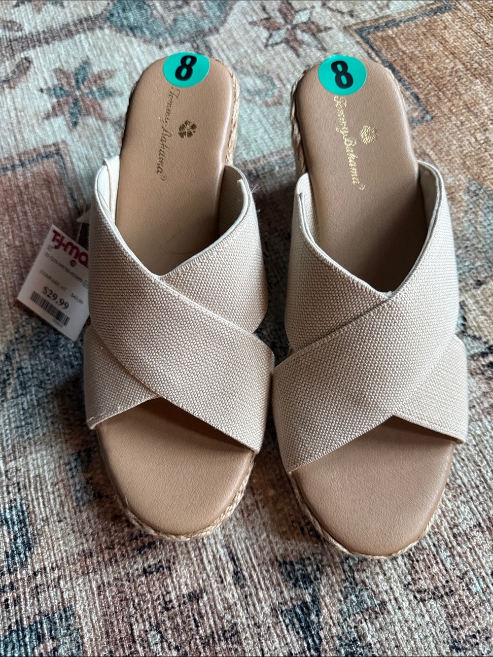 Tommy Bahama Beige Cross-Band Slide Mules